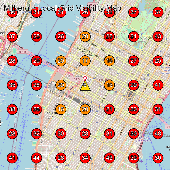 Milberg GeoGrid visibility map for Legal Services in New York